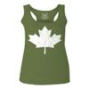 0086. Canada Flag Maple Leaf Canadian Pride Retro Vintage Style Women's Tank Top Racerback (Olive, X Small) view 1