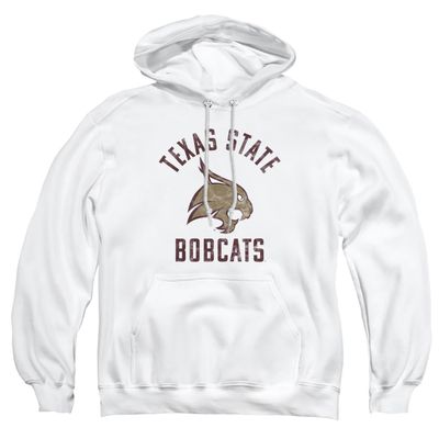 Texas State University Official Bobcats Logo Unisex Adult Pull-Over Hoodie,White, Large