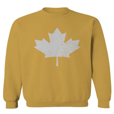 0086. Canada Flag Maple Leaf Canadian Pride Retro Vintage Style Men's Crewneck Sweatshirt (Gold Medium)