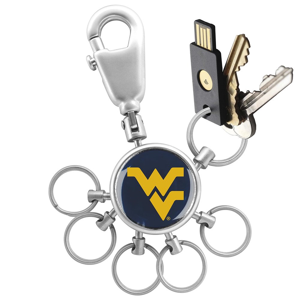 LinksWalker West Virginia Mountaineers Patent Valet Keychain with 6 Key Rings Collegiate Team Spirit