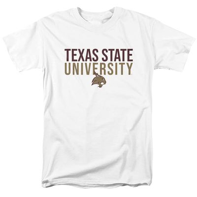 Texas State University Official Stacked Unisex Adult T-Shirt, White, 5X-Large