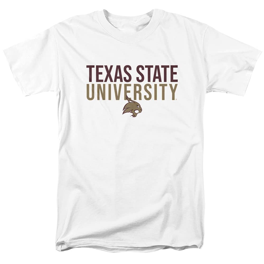 Texas State University Official Stacked Unisex Adult T-Shirt, White, 5X-Large