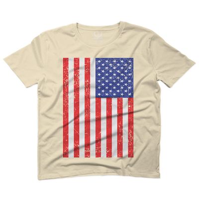 0073. Vintage u.s. American Flag United States of America USA Proud Patriotic Style for Men T Shirt (Beige 2X-Large)