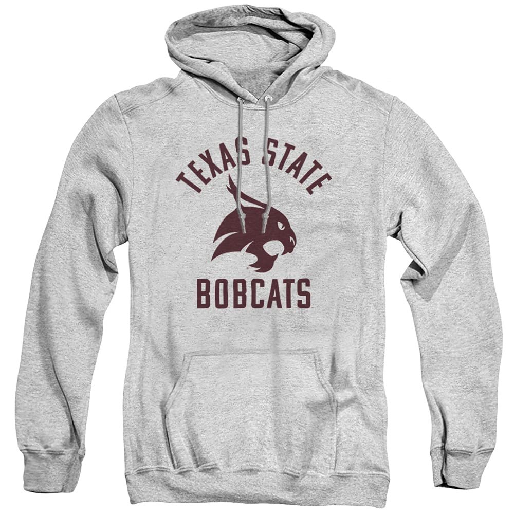 Texas State University Official One Color Bobcats Logo Unisex Adult Pull-Over Hoodie,Athletic Heather, 3X-Large