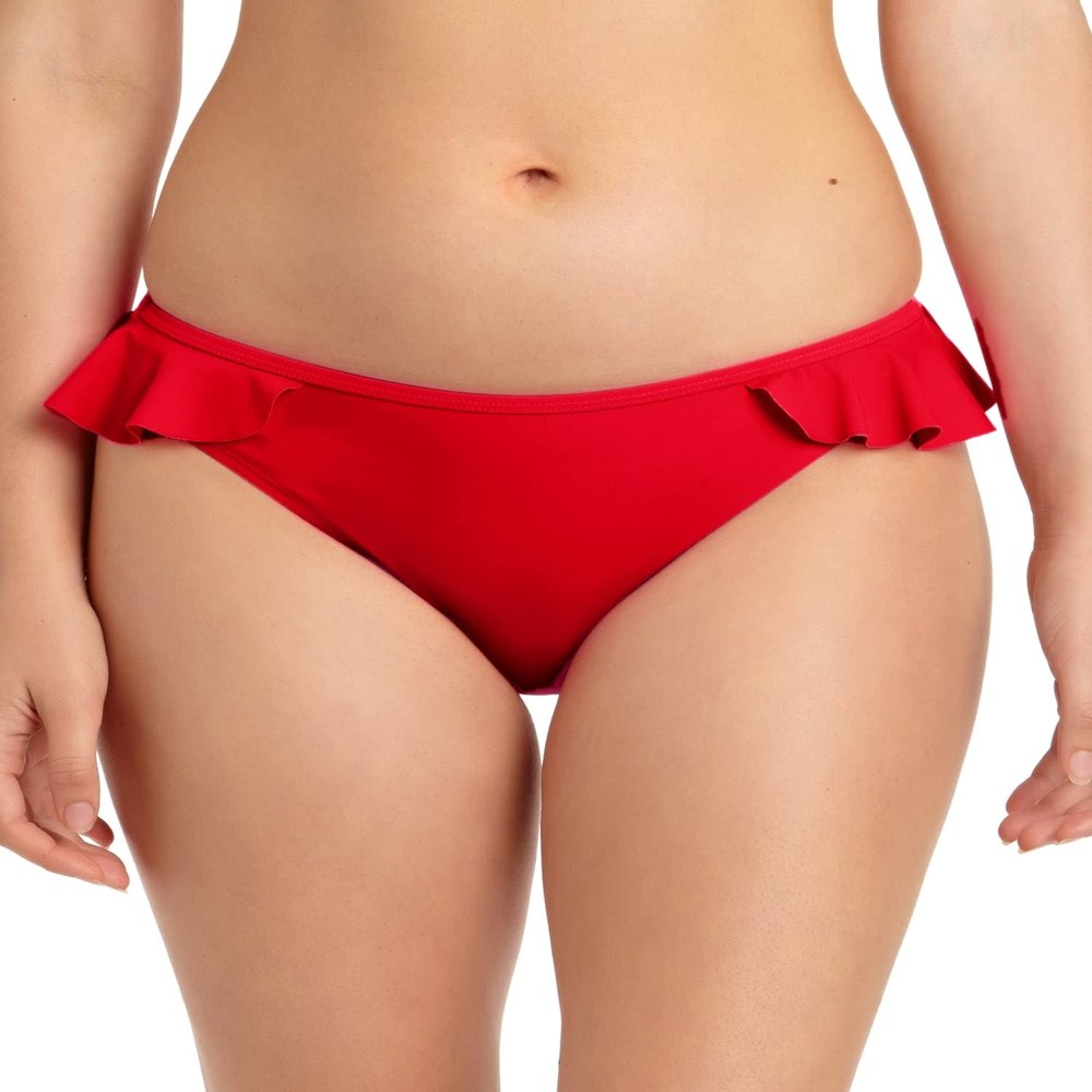 California Waves Womens Ruffled Hipster Swim Bottom Separates Red XL