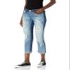 Women's Two Tone Denim Cuffed Jeans with Heavy Destruction view 1
