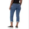 Women's Two Tone Denim Cuffed Jeans with Heavy Destruction view 2