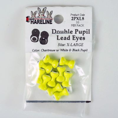 Hareline Double Pupil Lead Eyes (Chart with White & Black, X-Large)