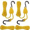 FishYuan 1/4" Kayak and Canoe Ratchet Tie Down, Rope Hoist Pulley Hoist, with 10' Solid Braided Polypropylene Rope, 150lb Weight Capacity view 1