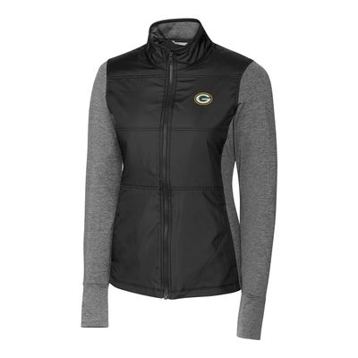 Cutter & Buck Women's Black Green Bay Packers Stealth Full-Zip Jacket