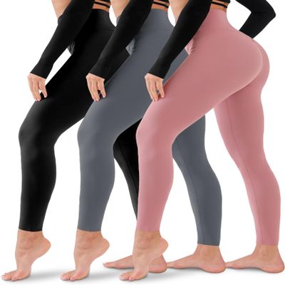 3 Pack Leggings for Women-No See-Through High Waisted Tummy Control Yoga Pants Workout Running Legging Large-X-Large