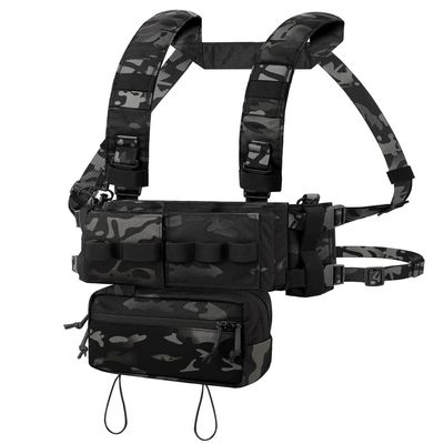 KRYDEX Chest Rig with 5.56/7.62 Magazine Holder,Wing Pouches,Dangler Pouch,Hook and Loop Panel (MCBK)
