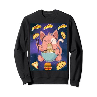 Astronaut Space Cat Kawaii Japanese Anime Taco Pizza Burger Sweatshirt