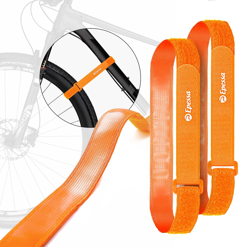 Epessa Bike Rack Strap Bike Wheel Stabilizer Straps, Stonger Gel Grip, Adjustable Bicycle Wheel Strap(2xOrange 30")