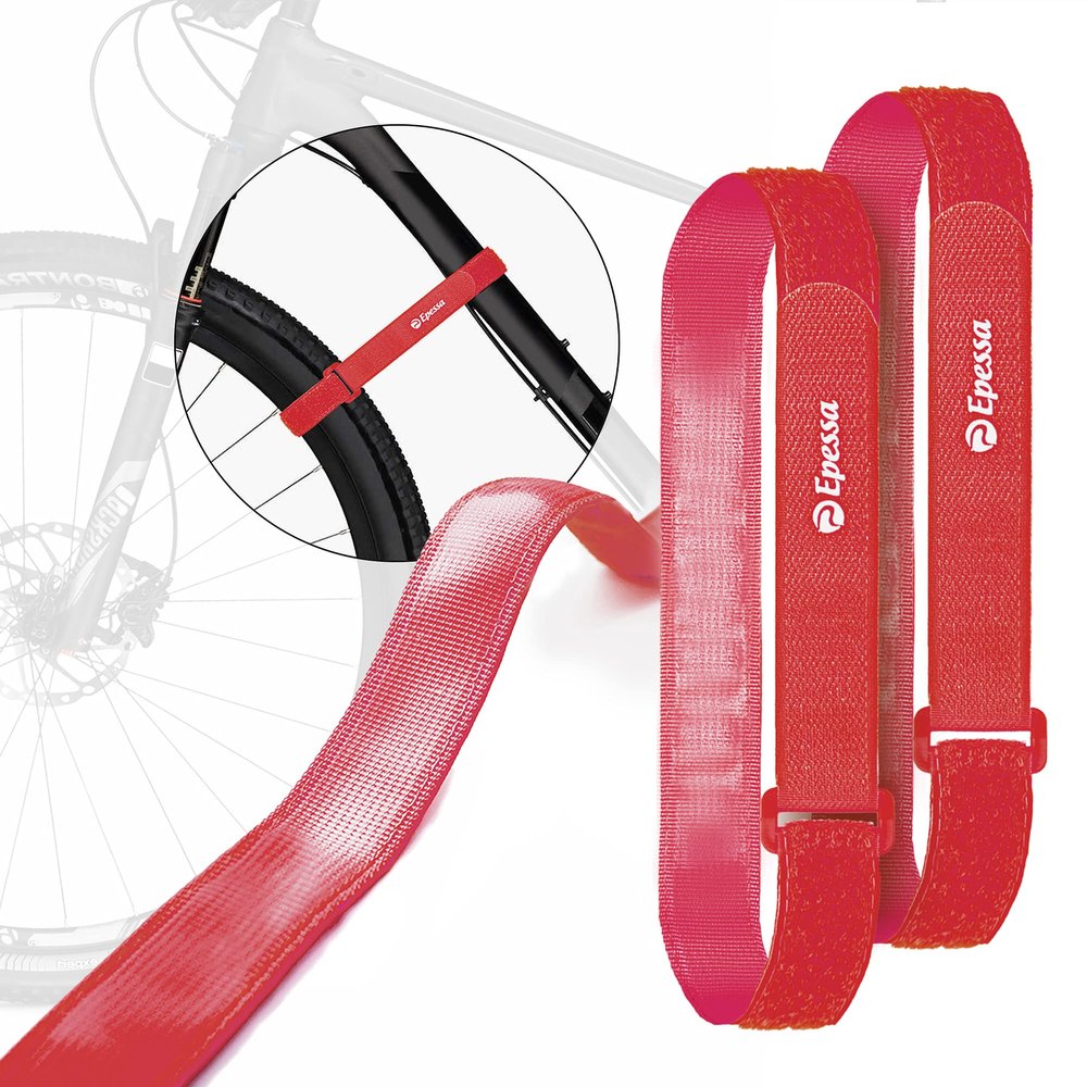 Epessa Bike Rack Strap Bike Wheel Stabilizer Straps, Bike Strap with Stonger Gel Grip, Adjustable Bicycle Wheel Strap, Bike Tie Down Straps, Bike Straps for Rack(2xRed 30")