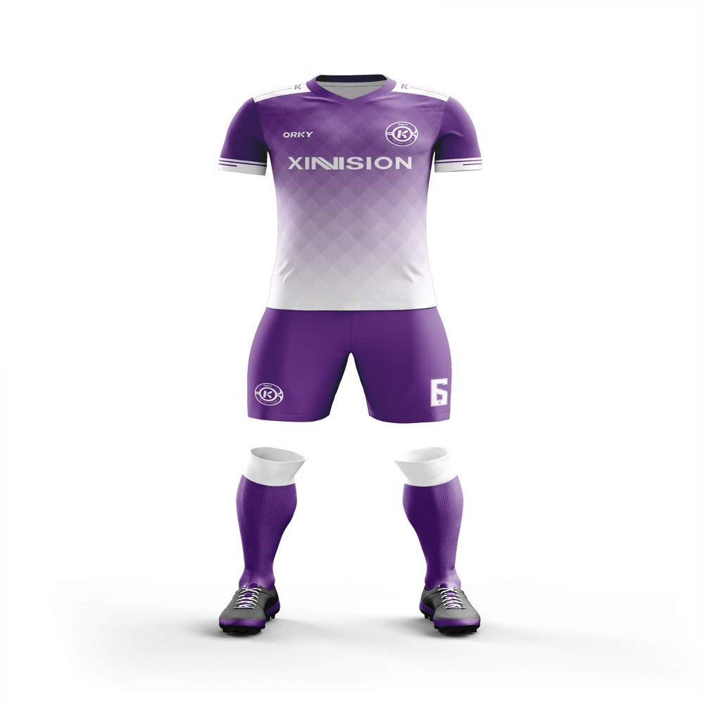 ORKY Men Custom Soccer Jersey with Short, Boys Girls Personalized Name Number Shirt, Soccer League School Team Uniform Prism(Purple 110cm)