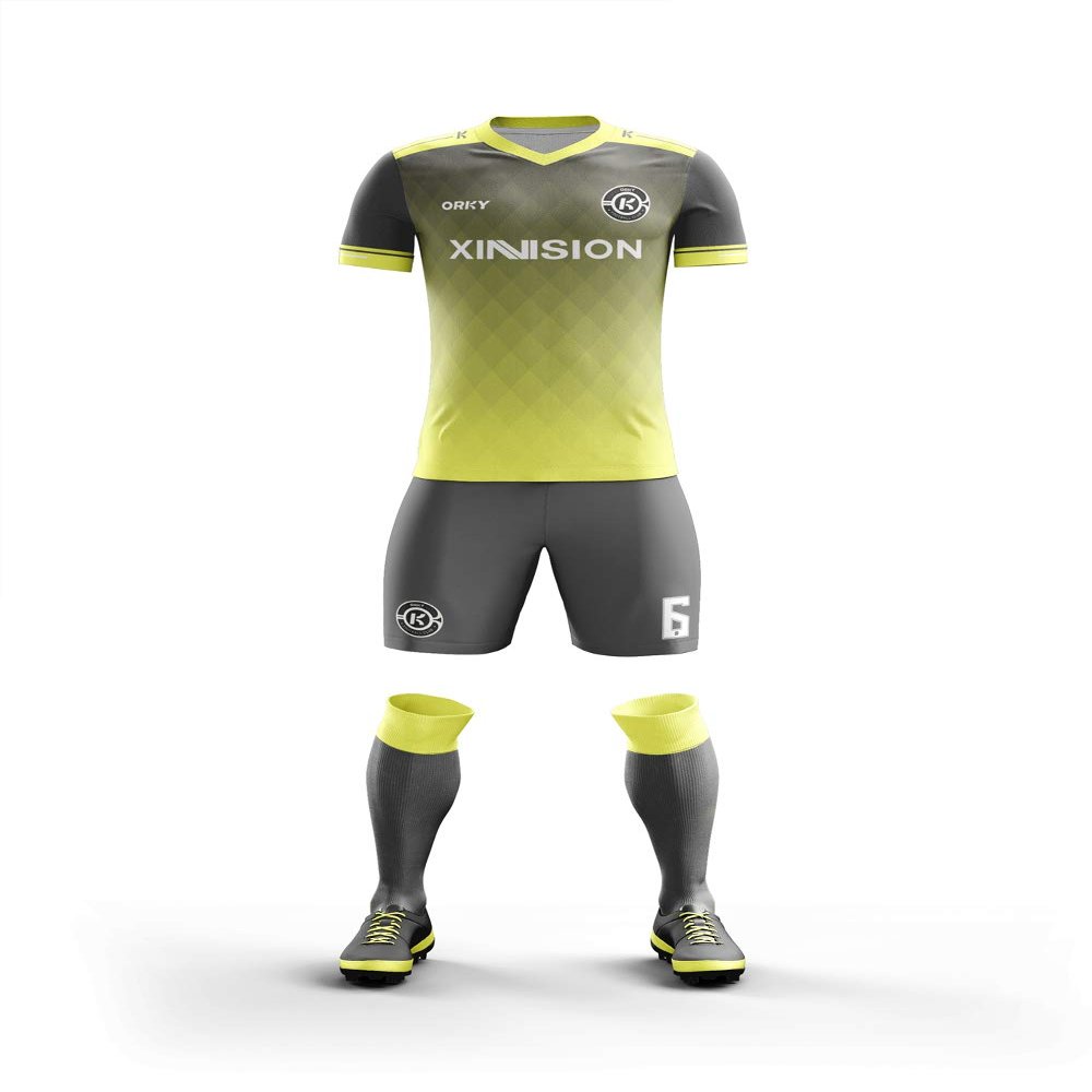 ORKY Men Custom Soccer Jersey with Short, Boys Girls Personalized Name Number Shirt, Soccer League School Team Uniform Prism(Yellow 4XS)