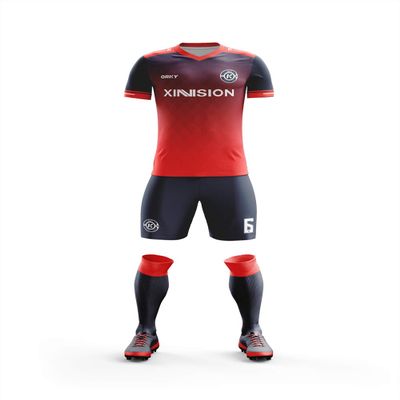 ORKY Men Custom Soccer Jersey with Short, Boys Girls Personalized Name Number Shirt, Soccer League School Team Uniform Prism(Red 120cm)