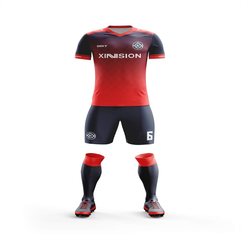 ORKY Men Custom Soccer Jersey with Short, Boys Girls Personalized Name Number Shirt, Soccer League School Team Uniform Prism(Red 120cm)