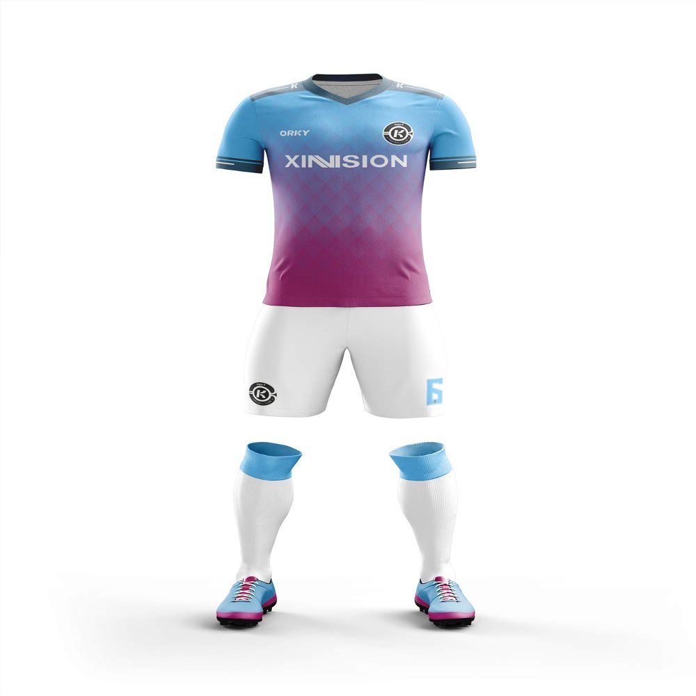 ORKY Men Custom Soccer Jersey with Short, Boys Girls Personalized Name Number Shirt, Soccer League School Team Uniform Prism(Rosey 110cm)
