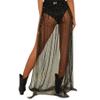 AIBEARTY Women Elastic Waist Mesh Sheer Long Side Slit Maxi Skirts Summer Beach Cover Up view 1