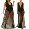 AIBEARTY Women Elastic Waist Mesh Sheer Long Side Slit Maxi Skirts Summer Beach Cover Up view 4