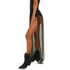AIBEARTY Women Elastic Waist Mesh Sheer Long Side Slit Maxi Skirts Summer Beach Cover Up view 3