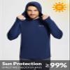 baleaf Men's Sun Protection Hoodie Shirt UPF 50+ Long Sleeve UV SPF T-Shirts Rash Guard Fishing Swimming Lightweight Deep Blue S view 3