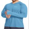 baleaf Men's Sun Protection Hoodie Shirt UPF 50+ Long Sleeve UV SPF T-Shirts Rash Guard Fishing Swimming Lightweight Malibu Blue L view 1