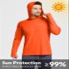 baleaf Men's Sun Protection Hoodie Shirt UPF 50+ Long Sleeve UV SPF T-Shirts Rash Guard Fishing Swimming Lightweight Vermillion Orange L view 3
