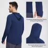 baleaf Men's Sun Protection Hoodie Shirt UPF 50+ Long Sleeve UV SPF T-Shirts Rash Guard Fishing Swimming Lightweight Deep Blue M view 2
