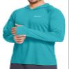 baleaf Men's Sun Protection Hoodie Shirt UPF 50+ Long Sleeve UV SPF T-Shirts Rash Guard Fishing Swimming Lightweight Blue Curacao XXXL view 1