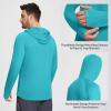 baleaf Men's Sun Protection Hoodie Shirt UPF 50+ Long Sleeve UV SPF T-Shirts Rash Guard Fishing Swimming Lightweight Blue Curacao XXXL view 2
