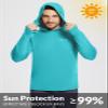 baleaf Men's Sun Protection Hoodie Shirt UPF 50+ Long Sleeve UV SPF T-Shirts Rash Guard Fishing Swimming Lightweight Blue Curacao XXXL view 3