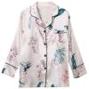 ANUFER Womens 7PCS Satin Pajama Set Spring Summer Autumn Tops & Pants Shorts Sleepwear Flower C SN07655 L view 2