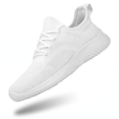 Rospick Walking Shoes for Men Slip On Men's Sneakers, Fashion Lightweight Breathable Running Shoes Sport Athletic Tennis Shoes, 01-White 8