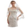 EllieHouse 1 Tier Fingertip Length Short Lace Wedding Bridal Veil With Comb X02 White view 1