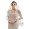 EllieHouse 1 Tier Fingertip Length Short Lace Wedding Bridal Veil With Comb X02 White view 3