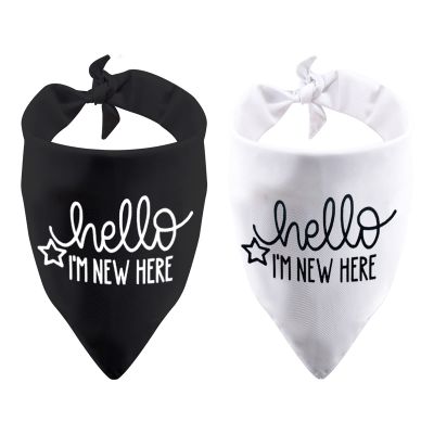 2 Pack New Puppy Reveal Dog Bandana New Puppy Announcement Gift Hello I'm New Here Dog Bandana (Hello I'm New Here)