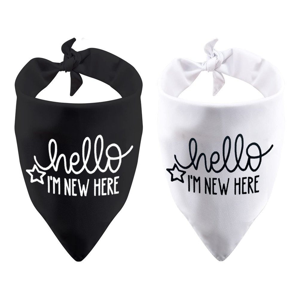 2 Pack New Puppy Reveal Dog Bandana New Puppy Announcement Gift Hello I'm New Here Dog Bandana (Hello I'm New Here)
