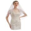 EllieHouse 2 Tier Fingertip Length Short Wedding Bridal Veil With Comb X22 Ivory view 1