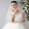 EllieHouse 2 Tier Fingertip Length Short Wedding Bridal Veil With Comb X22 Ivory view 3