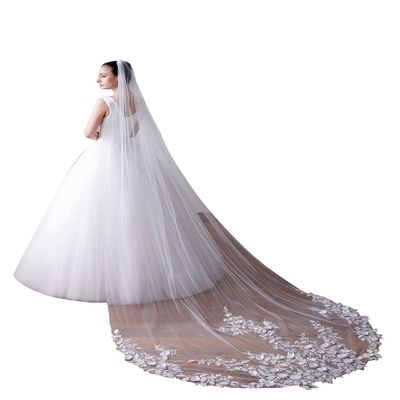 EllieHouse Womens Chapel Length Long Wedding Bridal Veil With Comb X44 Ivory
