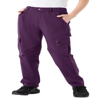 Rdruko Women's Waterproof Hiking Pants Lightweight Quick Dry Cargo Travel Pants with Pockets Purple Medium