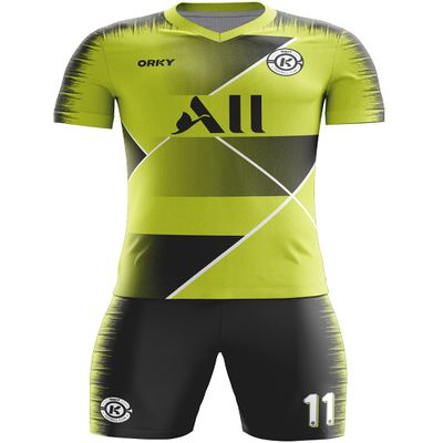 ORKY Men Custom Soccer Jersey with Short, Women Personalize Name Number Shirt, Kids School Team Uniform(Yellow Black Large)