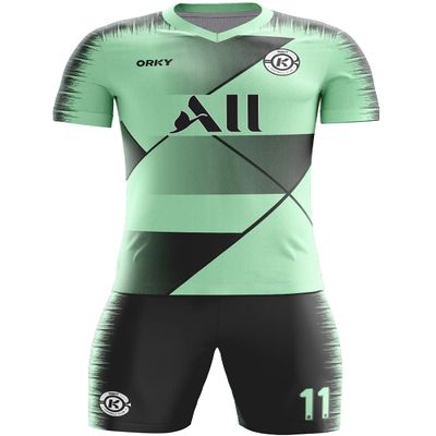 ORKY Men Custom Soccer Jersey with Short, Women Personalize Name Number Shirt, Kids School Team Uniform(Black Green 100cm)