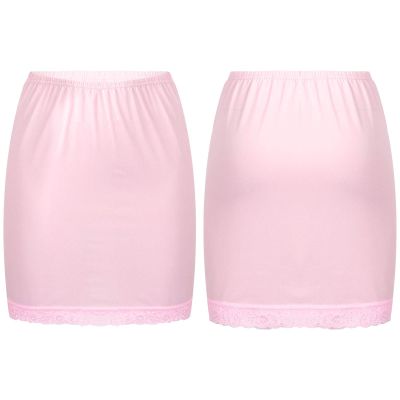 Aislor Lace Trim Waist - Knee Length Half Slips for Womens Under Dress Light Pink 1Pc