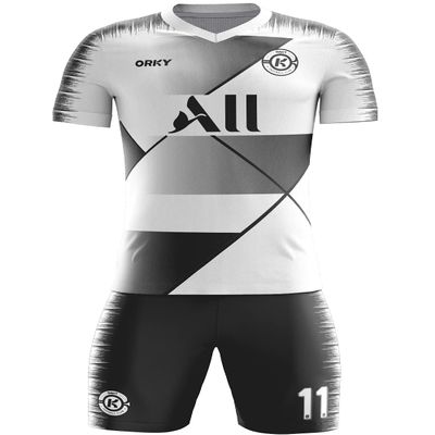 ORKY Men Custom Soccer Jersey with Short, Women Personalize Name Number Shirt, Kids School Team Uniform(Black White 110cm)