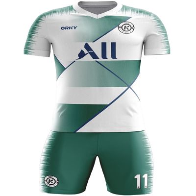 ORKY Men Custom Soccer Jersey with Short, Women Personalize Name Number Shirt, Kids School Team Uniform(White Green 100cm)