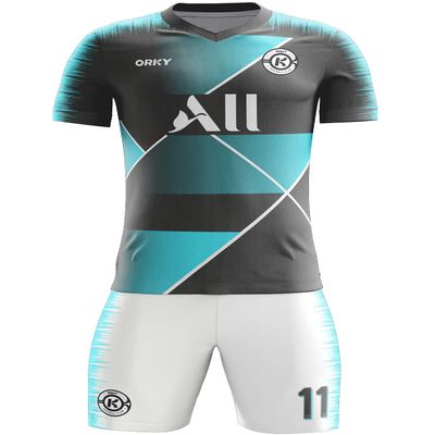 ORKY Men Custom Soccer Jersey with Short, Women Personalize Name Number Shirt, Kids School Team Uniform(Gray Green Medium)